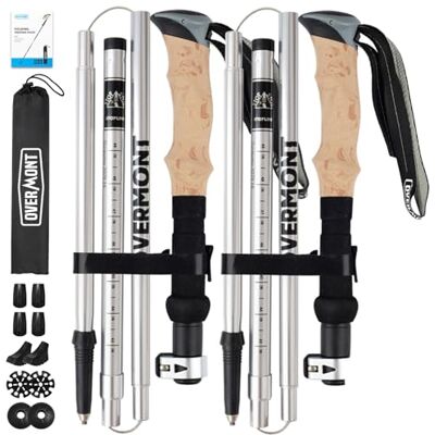 OVERMONT Wanderstöcke Faltbar Aluminium Ultraleicht Verstellbar 105-125 cm Trekkingstöcke Nordic Walking Stöcke 1 Paar mit All-Terrain Zubehör OVERMONT Wanderstöcke Faltbar Aluminium Ultraleicht Verstellbar 105-125 cm Trekkingstöcke Nordic Walking Stöcke 1 Paar mit All-Terrain Zubehör