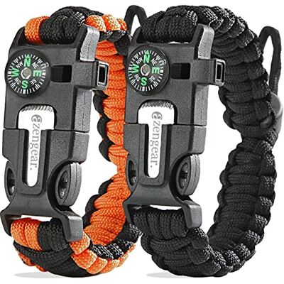 aZengear Paracord Überlebensarmband Feueranzünder aus Feuerstein und Stahl, Pfeife und Kompass verstellbare Bandgröße für Camping, Bushcraft und Notfallausrüstung aZengear Paracord Überlebensarmband Feueranzünder aus Feuerstein und Stahl, Pfeife und Kompass verstellbare Bandgröße für Camping, Bushcraft und Notfallausrüstung
