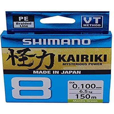 Shimano Kairiki 8, 150 Meter, Mantis Verde 0.100 mm/6.5 kg, Geflochtene Schnur, 59Wpla58R01 Shimano Kairiki 8, 150 Meter, Mantis Verde 0.100 mm/6.5 kg, Geflochtene Schnur, 59Wpla58R01