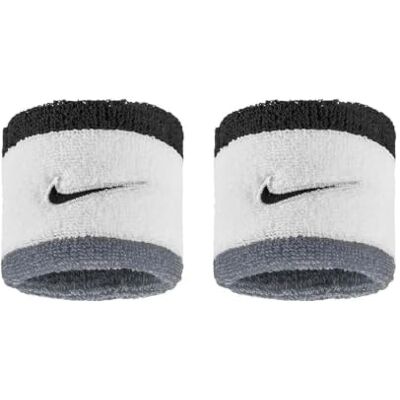 NIKE Swoosh Classic Wristbands 2er Pack Schweißbänder Tennis Fitness Running Handgelenkbänder Sport, White/Cool Grey/Black, One Size NIKE Swoosh Classic Wristbands 2er Pack Schweißbänder Tennis Fitness Running Handgelenkbänder Sport, White/Cool Grey/Black, One Size