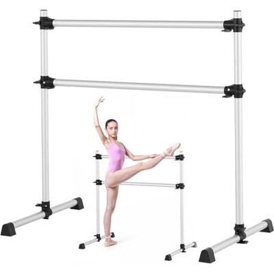 VEVOR Ballettstange Tanzstange freistehende Doppelstange (136 kg belastbar), höhenverstellbare (170-1165 mm) Stretchstange aus Aluminium für Ballett, Gleichgewichtstraining, Entspannungsübungen VEVOR Ballettstange Tanzstange freistehende Doppelstange (136 kg belastbar), höhenverstellbare (170-1165 mm) Stretchstange aus Aluminium für Ballett, Gleichgewichtstraining, Entspannungsübungen