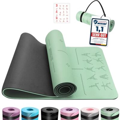OUTDOUSE Yoga Matte, TPE Yogamatte Rutschfest Hautfreundliche Gymnastikmatte mit Ausrichtungslinien Sportmatte Dicke 6mm, Fitnessmatte Turnmatte Pilates Matte mit Tragegurt 183x61cm OUTDOUSE Yoga Matte, TPE Yogamatte Rutschfest Hautfreundliche Gymnastikmatte mit Ausrichtungslinien Sportmatte Dicke 6mm, Fitnessmatte Turnmatte Pilates Matte mit Tragegurt 183x61cm