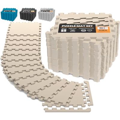 EDIESI , Bodenschutzmatte Fitness, Puzzlematte Boden, Pool Schutzmatte, Home Gym, Tatami, Gummimatte, Gym Matte (18 Uds / 30x30x1 cm/Beige) EDIESI , Bodenschutzmatte Fitness, Puzzlematte Boden, Pool Schutzmatte, Home Gym, Tatami, Gummimatte, Gym Matte (18 Uds / 30x30x1 cm/Beige)