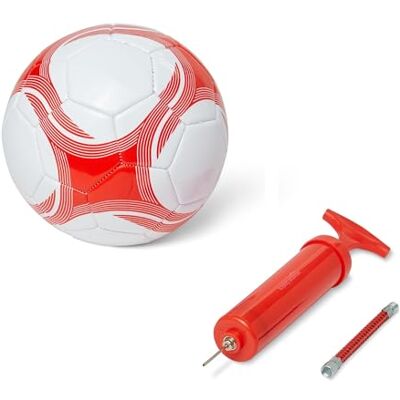 Amazon Basics Fußball Größe 3 mit Pumpe – Trainingsball, strapazierfähige PVC-Konstruktion, Butylblase, für den Innen- und Außenbereich, maschinengenähter Übungsball, weiß und rot Amazon Basics Fußball Größe 3 mit Pumpe – Trainingsball, strapazierfähige PVC-Konstruktion, Butylblase, für den Innen- und Außenbereich, maschinengenähter Übungsball, weiß und rot