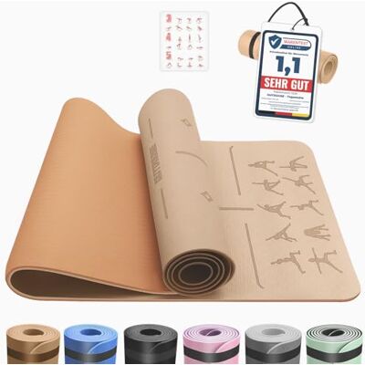 OUTDOUSE Yoga Matte, TPE 6mm Dicke Hautfreundliche Yogamatte Rutschfest Gymnastikmatte Pilates Gymnastik Meditation Stretching mit Trageriemen&Tasche Home Workout Sportmatte 183x61cm OUTDOUSE Yoga Matte, TPE 6mm Dicke Hautfreundliche Yogamatte Rutschfest Gymnastikmatte Pilates Gymnastik Meditation Stretching mit Trageriemen&Tasche Home Workout Sportmatte 183x61cm