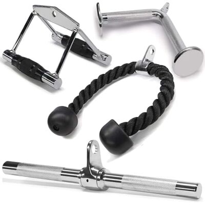 Yes4All 4M82 Combo Doppel Kabelbefestigung, Trizepseil/Trizeps-Zugseil, rotierende gerade Stange und V-förmiger Griff, Double D + Trizepsseil+StraightBar + Vshapped Bar, Standard Yes4All 4M82 Combo Doppel Kabelbefestigung, Trizepseil/Trizeps-Zugseil, rotierende gerade Stange und V-förmiger Griff, Double D + Trizepsseil+StraightBar + Vshapped Bar, Standard