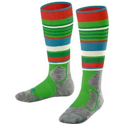 FALKE Unisex Kinder Skisocken SK2 Intermediate Trend K Kh Wolle Funktionsmaterial warm dick 1 Paar, Grün Vivid Green 7231, 27-30 FALKE Unisex Kinder Skisocken SK2 Intermediate Trend K Kh Wolle Funktionsmaterial warm dick 1 Paar, Grün Vivid Green 7231, 27-30