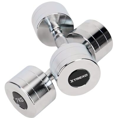 TREXO X Verchromte Kurzhanteln Set – 2er Paar (2.5–12 kg) – Stahlhanteln mit rutschfestem Griff, Chromoberfläche, Robust & Langlebig – Ideal für Krafttraining Zuhause und Fitnessstudio TREXO X Verchromte Kurzhanteln Set – 2er Paar (2.5–12 kg) – Stahlhanteln mit rutschfestem Griff, Chromoberfläche, Robust & Langlebig – Ideal für Krafttraining Zuhause und Fitnessstudio