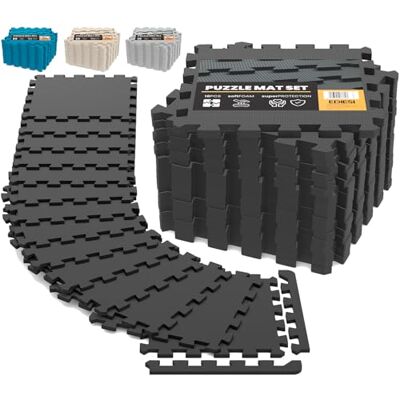 EDIESI , Bodenschutzmatte Fitness, Puzzlematte Boden, Pool Schutzmatte, Home Gym, Tatami, Gummimatte, Gym Matte (18 Uds / 30x30x1 cm/Schwarz) EDIESI , Bodenschutzmatte Fitness, Puzzlematte Boden, Pool Schutzmatte, Home Gym, Tatami, Gummimatte, Gym Matte (18 Uds / 30x30x1 cm/Schwarz)