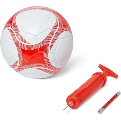Amazon Basics Fußball Größe 4 mit Pumpe – Trainingsball, strapazierfähige PVC-Konstruktion, Butylblase, für den Innen- und Außenbereich, maschinengenähter Übungsball, Weiß und Rot Amazon Basics Fußball Größe 4 mit Pumpe – Trainingsball, strapazierfähige PVC-Konstruktion, Butylblase, für den Innen- und Außenbereich, maschinengenähter Übungsball, Weiß und Rot