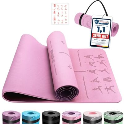 OUTDOUSE Yoga Matte, TPE 6mm Dicke Hautfreundliche Yogamatte Rutschfest Gymnastikmatte Pilates Gymnastik Meditation Stretching mit Trageriemen&Tasche Home Workout Sportmatte 183x61cm OUTDOUSE Yoga Matte, TPE 6mm Dicke Hautfreundliche Yogamatte Rutschfest Gymnastikmatte Pilates Gymnastik Meditation Stretching mit Trageriemen&Tasche Home Workout Sportmatte 183x61cm