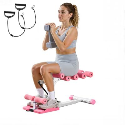 VEVOR Deep Squat Machine verstellbarer Gesäßtrainer mit 3 hochfesten Widerstandsbändern, klappbarer Rumpf- und Gesäßtrainer, Liegestütz-Trainingsgerät für das Heim-Fitnessstudio, Pink + Weiß VEVOR Deep Squat Machine verstellbarer Gesäßtrainer mit 3 hochfesten Widerstandsbändern, klappbarer Rumpf- und Gesäßtrainer, Liegestütz-Trainingsgerät für das Heim-Fitnessstudio, Pink + Weiß