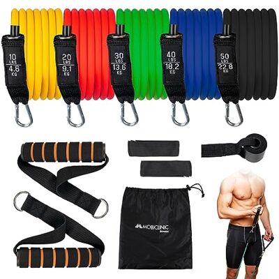 Mobiclinic , Elastische widerstandsbänder, Europäische Marke, Inklusive zubehör, 5 widerstände, Anti-rutsch, Fitness, Fitnessbänder für Yoga, Pilates, Stretching, Gesäß Mobiclinic , Elastische widerstandsbänder, Europäische Marke, Inklusive zubehör, 5 widerstände, Anti-rutsch, Fitness, Fitnessbänder für Yoga, Pilates, Stretching, Gesäß