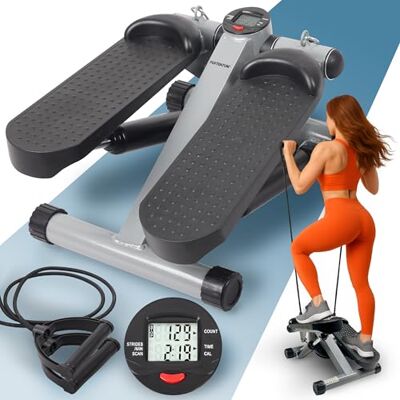 PORTENTUM Mini Stepper für Zuhause mit Widerstandsbändern und LCD-Display 5 Funktionen — Stairmaster 3-in-1 für Beine und Arme — Intensität einstellbar — Treppensteiger Fitnessgerät kompakt verstaubar PORTENTUM Mini Stepper für Zuhause mit Widerstandsbändern und LCD-Display 5 Funktionen — Stairmaster 3-in-1 für Beine und Arme — Intensität einstellbar — Treppensteiger Fitnessgerät kompakt verstaubar