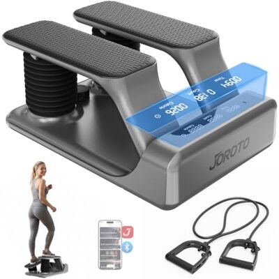JOROTO Mini Stepper für Zuhause, Air Resistance, Bluetooth & App Anbindung 5-stufig Einstellbarer Intensität, Großes LED-Display, Leicht, bis 136kg, mit Power Rope (Grau) JOROTO Mini Stepper für Zuhause, Air Resistance, Bluetooth & App Anbindung 5-stufig Einstellbarer Intensität, Großes LED-Display, Leicht, bis 136kg, mit Power Rope (Grau)