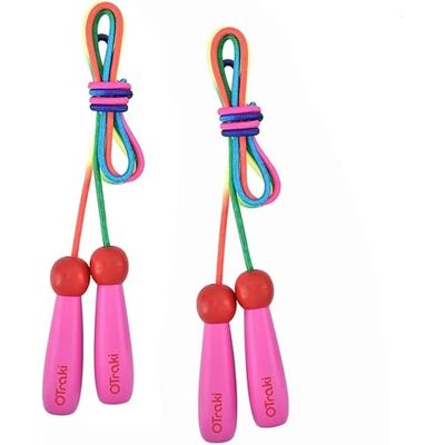 OTraki Springseil für Kinder und Erwachsene, 2 Stück, verstellbar, Griff aus Holz, rutschfest, buntes Baumwollseil, Jump Rope für Jungen, Mädchen, Fitness, Training, Übungen im Freien OTraki Springseil für Kinder und Erwachsene, 2 Stück, verstellbar, Griff aus Holz, rutschfest, buntes Baumwollseil, Jump Rope für Jungen, Mädchen, Fitness, Training, Übungen im Freien
