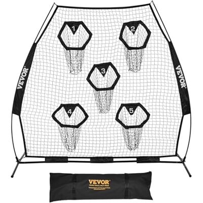VEVOR Fußballtrainer Wurfnetz Übungsnetz (2265 x 1060 x 2100 mm) mit 5 Zieltaschen & tragbarer Aufbewahrungstasche & Gurten, Wurfelziel-Training für die Passgenauigkeit des Quarterbacks, Schwarz VEVOR Fußballtrainer Wurfnetz Übungsnetz (2265 x 1060 x 2100 mm) mit 5 Zieltaschen & tragbarer Aufbewahrungstasche & Gurten, Wurfelziel-Training für die Passgenauigkeit des Quarterbacks, Schwarz