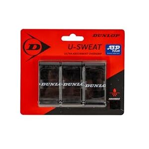 Dunlop U-Sweat Tennis Overgrip, Schwarz, 3er-Blister – Feuchtigkeitsaufnahme, angenehmes Griffgefühl, sicherer Halt Dunlop U-Sweat Tennis Overgrip, Schwarz, 3er-Blister – Feuchtigkeitsaufnahme, angenehmes Griffgefühl, sicherer Halt