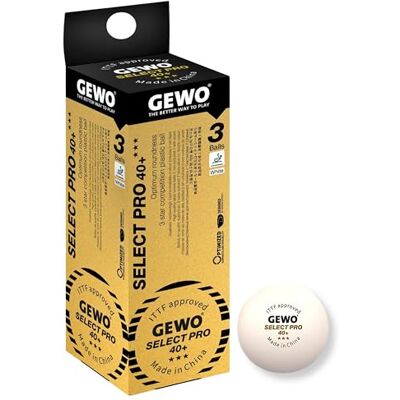GEWO Select PRO Tischtennisbälle 3 Sterne Tischtennis-Ball aus Plastik 40+ mit Naht ITTF-zertifizierte Wettkampf Bälle hochwertige Profi-Tischtennisbälle weiß, 40+mm Durchmesser GEWO Select PRO Tischtennisbälle 3 Sterne Tischtennis-Ball aus Plastik 40+ mit Naht ITTF-zertifizierte Wettkampf Bälle hochwertige Profi-Tischtennisbälle weiß, 40+mm Durchmesser