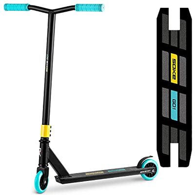 SOKE Stunt Scooter Erwachsene Jugendliche Freestyle Roller ABEC-9 Kugellager 100 mm Räder 48,5 cm Y-Lenker 360° Aluminium-Deck 2,9 kg Skatepark Tricks Schwarz Blau SOKE Stunt Scooter Erwachsene Jugendliche Freestyle Roller ABEC-9 Kugellager 100 mm Räder 48,5 cm Y-Lenker 360° Aluminium-Deck 2,9 kg Skatepark Tricks Schwarz Blau