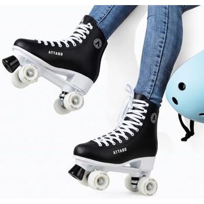ATTABO Serena Damen Rollschuhe in Eco Leder, ABEC-3 Lager, PP Rahmen und Aluminium Kufe, 54×32 mm PU 82A Räder, TPU Bremse, Klassische Schnürung, Sicher und Stylisch Größe (Schwarz, 41) ATTABO Serena Damen Rollschuhe in Eco Leder, ABEC-3 Lager, PP Rahmen und Aluminium Kufe, 54×32 mm PU 82A Räder, TPU Bremse, Klassische Schnürung, Sicher und Stylisch Größe (Schwarz, 41)