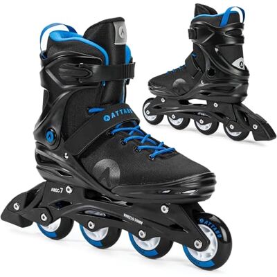 ATTABO Herren Cyclone Fitness Inliner Größe 43 EU ABEC-7 Räder PU 82A Halbharte TPR Schale Bremse Komfort Stabilität Dreifache Anpassung Langlebige Materialien, Schwarz/Blau ATTABO Herren Cyclone Fitness Inliner Größe 43 EU ABEC-7 Räder PU 82A Halbharte TPR Schale Bremse Komfort Stabilität Dreifache Anpassung Langlebige Materialien, Schwarz/Blau