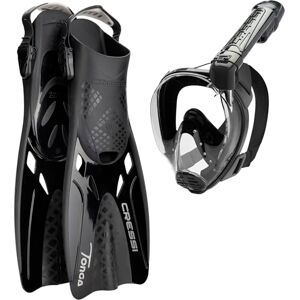 Cressi Tonga Set Black/Black S/M Set Kurze Flossen + Vollgesichtsmaske Baron mit breitem Sichtfeld, perfekt zum Schnorcheln, Schwimmen, Schwarz/Schwarz, S/M (36/41), Erwachsene Cressi Tonga Set Black/Black S/M Set Kurze Flossen + Vollgesichtsmaske Baron mit breitem Sichtfeld, perfekt zum Schnorcheln, Schwimmen, Schwarz/Schwarz, S/M (36/41), Erwachsene