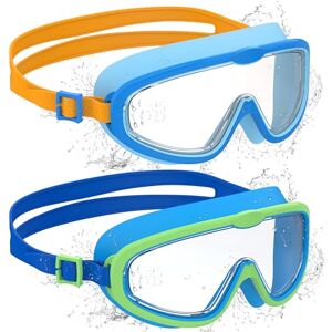 Ambienden 2 Pcs Schwimmbrille Kinder mit mit Großem Rahmen, Anti-Fog Schwimmbrille mit Klarer Sicht, UV-Schutz, Quick Adjust Strap, Silikon-Dichtung, Unisex Schwimmbrille Kinder 3-14 Jahre, B Ambienden 2 Pcs Schwimmbrille Kinder mit mit Großem Rahmen, Anti-Fog Schwimmbrille mit Klarer Sicht, UV-Schutz, Quick Adjust Strap, Silikon-Dichtung, Unisex Schwimmbrille Kinder 3-14 Jahre, B