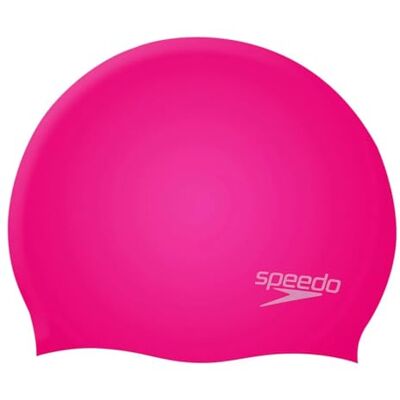 Speedo Kinder Einfarbige geformte Silikon-Badekappe Trockene Haare Kinder Cherry Pink/Blush One Size Speedo Kinder Einfarbige geformte Silikon-Badekappe Trockene Haare Kinder Cherry Pink/Blush One Size
