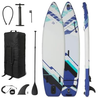 Amazon Basics Aufblasbares Stand Up Paddleboard, 335cm x 84cm, 12kg, mit Zubehörset, für Paddeln, Surfen, Angeln, Yoga, Blau Amazon Basics Aufblasbares Stand Up Paddleboard, 335cm x 84cm, 12kg, mit Zubehörset, für Paddeln, Surfen, Angeln, Yoga, Blau