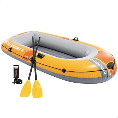 Intex Challenger 2" Schlauchboot aufblasbar für 2 Personen bis 200 kg Kunststoff-Paddel, Handpumpe, Flicken & Halteleine (236x114x 41cm) Super-Strong-Vinyl, 3 Luftkammern, I-Beam-Boden (66312NP) Intex Challenger 2" Schlauchboot aufblasbar für 2 Personen bis 200 kg Kunststoff-Paddel, Handpumpe, Flicken & Halteleine (236x114x 41cm) Super-Strong-Vinyl, 3 Luftkammern, I-Beam-Boden (66312NP)