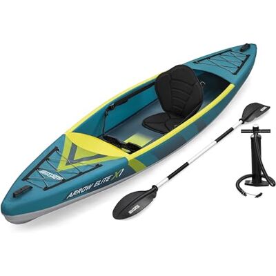 Bestway Hydro Force Kajak-Set Arrow Elite X1, 365 x 73 x 30 cm, 1 Person, 160 kg, Touring-Kajak, 2 abnehmbare Finnen, Fußstütze, verstellb. Sitz, Ruder, Pumpe, Transportrucksack, FortiFiber-Material Bestway Hydro Force Kajak-Set Arrow Elite X1, 365 x 73 x 30 cm, 1 Person, 160 kg, Touring-Kajak, 2 abnehmbare Finnen, Fußstütze, verstellb. Sitz, Ruder, Pumpe, Transportrucksack, FortiFiber-Material