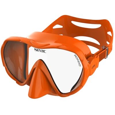 SEAC Rondò Rahmlose Einglas-Silikonmaske zum Tauchen und Schnorcheln oder Combo-Set Maske + Schnorchel Reverse Dry mit Dry-Top-System und Ausblasventil SEAC Rondò Rahmlose Einglas-Silikonmaske zum Tauchen und Schnorcheln oder Combo-Set Maske + Schnorchel Reverse Dry mit Dry-Top-System und Ausblasventil