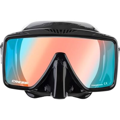 Cressi SF1 Quadratische Tauchmaske & Dry-Schnorchel Geringes Innenvolumen Dry-Schnorchel-Set mit Anti-Splash Schnorchelmaske für Erwachsene Schwarz/380 UV Blau Orange Glas Cressi SF1 Quadratische Tauchmaske & Dry-Schnorchel Geringes Innenvolumen Dry-Schnorchel-Set mit Anti-Splash Schnorchelmaske für Erwachsene Schwarz/380 UV Blau Orange Glas