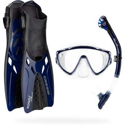 CRESSI Tino Adventure Set Schnorchelset Tonga Flossen, Tino Maske und Scilla Schnorchel, zum Schnorcheln und Tauchen, Erwachsene CRESSI Tino Adventure Set Schnorchelset Tonga Flossen, Tino Maske und Scilla Schnorchel, zum Schnorcheln und Tauchen, Erwachsene