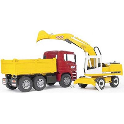 bruder 02751 Man TGA Kipplastwagen mit Liebherr Schaufelbagger 1:16 Baufahrzeug, Baustelle, Löffelbagger, Arbeiter, bworld, Baumaschine, LKW, Transporter bruder 02751 Man TGA Kipplastwagen mit Liebherr Schaufelbagger 1:16 Baufahrzeug, Baustelle, Löffelbagger, Arbeiter, bworld, Baumaschine, LKW, Transporter