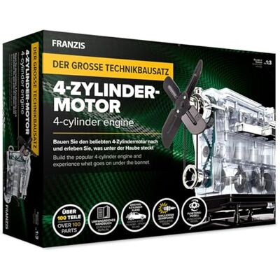 Franzis 67175 Der große Technikbausatz 4-Zylinder-Motor, hochwertiger Modell-Bausatz im Maßstab 1:3, 100 Bauteile zum Stecken und Schrauben, inkl. Soundmodul, Anleitung und Begleitbuch Franzis 67175 Der große Technikbausatz 4-Zylinder-Motor, hochwertiger Modell-Bausatz im Maßstab 1:3, 100 Bauteile zum Stecken und Schrauben, inkl. Soundmodul, Anleitung und Begleitbuch