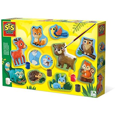 Creative Gips zum Gießen set Waldtiere Gipsfiguren zum bemalen Bastelset Schnell trocknend Made in Holland für Kinder ab 5 Jahren 6 Farben 01134 Creative Gips zum Gießen set Waldtiere Gipsfiguren zum bemalen Bastelset Schnell trocknend Made in Holland für Kinder ab 5 Jahren 6 Farben 01134