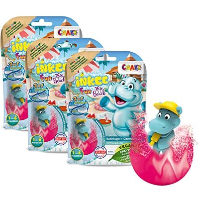 INKEE 3er Fun Beach Badebomben Kinder mit Hippo Figuren & Wassermelone INKEE 3er Fun Beach Badebomben Kinder mit Hippo Figuren & Wassermelone