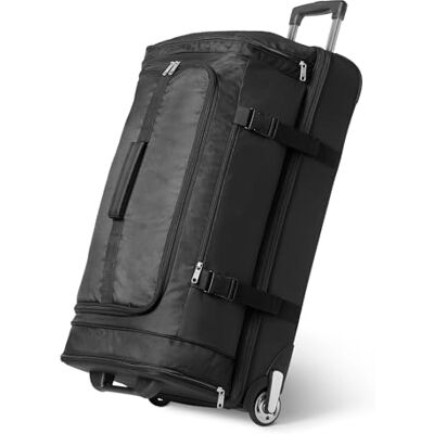 Amazon Essentials Reisetasche mit Rollen, für Übernachtungen oder Wochenenden, erweiterbar, 76.2 cm, Schwarz Amazon Essentials Reisetasche mit Rollen, für Übernachtungen oder Wochenenden, erweiterbar, 76.2 cm, Schwarz