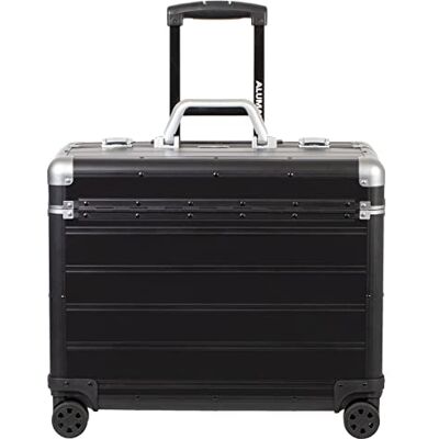 Alumaxx 45169 Pilotenkoffer PANDORA, Trolley Aluminium, Piloten Rollkoffer Alu, Businesstrolley, Aktenkoffer, Alutrolley ca. 47 cm, Schwarz Matt, 47 x 36 x 25 cm, Aluminiumtrolley mit 4 x 360° Rollen Alumaxx 45169 Pilotenkoffer PANDORA, Trolley Aluminium, Piloten Rollkoffer Alu, Businesstrolley, Aktenkoffer, Alutrolley ca. 47 cm, Schwarz Matt, 47 x 36 x 25 cm, Aluminiumtrolley mit 4 x 360° Rollen