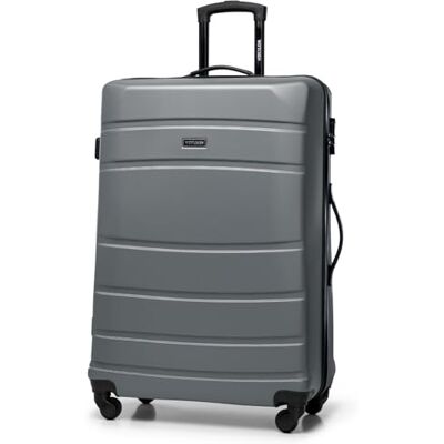 WITTCHEN Globe Line Großer Koffer Trolley Reisekoffer aus ABS Hartschale 4 Rollen Zahlenschloss Größe L Grau Lufthansa/Eurowings/Ryanair/Condor/Discover Airlines WITTCHEN Globe Line Großer Koffer Trolley Reisekoffer aus ABS Hartschale 4 Rollen Zahlenschloss Größe L Grau Lufthansa/Eurowings/Ryanair/Condor/Discover Airlines