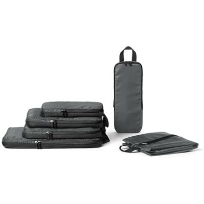 Amazon Essentials Packwürfel Kompression, Ultraleichte Organizer mit Reißverschluss, Recyceltes rPET, 6er-Pack, Grau, für Reisen Amazon Essentials Packwürfel Kompression, Ultraleichte Organizer mit Reißverschluss, Recyceltes rPET, 6er-Pack, Grau, für Reisen