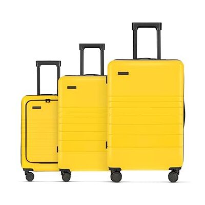 ETERNITIVE Hartschalenkoffer Set I Leichter Rollkoffer aus ABS I Größe: 75,5 x 65,5 x 55 cm I Reisekoffer mit Rollen 360° I Koffer Handgepäck 40L 62,5L 96L I Trolley mit TSA-Schloss I Gelb ETERNITIVE Hartschalenkoffer Set I Leichter Rollkoffer aus ABS I Größe: 75,5 x 65,5 x 55 cm I Reisekoffer mit Rollen 360° I Koffer Handgepäck 40L 62,5L 96L I Trolley mit TSA-Schloss I Gelb