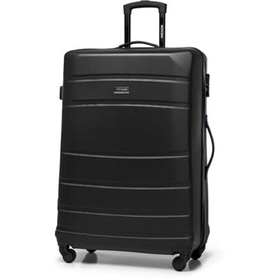 WITTCHEN Globe Line Großer Koffer Trolley Reisekoffer aus ABS Hartschale 4 Rollen Zahlenschloss Größe L Schwarz Lufthansa/Eurowings/Ryanair/Condor/Discover Airlines WITTCHEN Globe Line Großer Koffer Trolley Reisekoffer aus ABS Hartschale 4 Rollen Zahlenschloss Größe L Schwarz Lufthansa/Eurowings/Ryanair/Condor/Discover Airlines