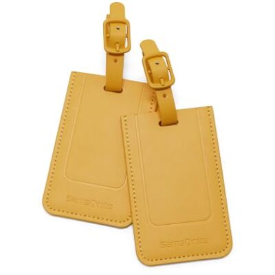 Samsonite TA Revolution Gepäckanhänger Set 2 Stück, Kofferanhänger für Koffer und Taschen, mit verstellbarem Riemen, Adresskarte, Schutzklappe für Privatsphäre, Gelb Samsonite TA Revolution Gepäckanhänger Set 2 Stück, Kofferanhänger für Koffer und Taschen, mit verstellbarem Riemen, Adresskarte, Schutzklappe für Privatsphäre, Gelb