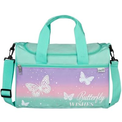 Scooli Butterfly Wishes Sporttasche für Kinder Geräumiges Hauptfach Verstellbarer Schultergurt Butterfly-Design Robust Scooli Butterfly Wishes Sporttasche für Kinder Geräumiges Hauptfach Verstellbarer Schultergurt Butterfly-Design Robust
