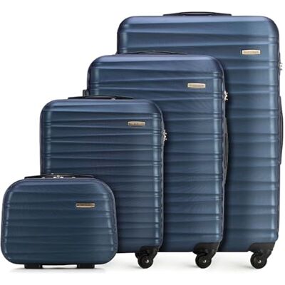 WITTCHEN Reisekoffer 4er Koffer-Set Rollkoffer Trolley Handgepäck Gepäck Reisekoffer Set Hartschale aus ABS 4 Spinner-Rollen Zahlenschloss Groove Line Marineblau Lufthansa/Eurowings/Ryanair/Condor WITTCHEN Reisekoffer 4er Koffer-Set Rollkoffer Trolley Handgepäck Gepäck Reisekoffer Set Hartschale aus ABS 4 Spinner-Rollen Zahlenschloss Groove Line Marineblau Lufthansa/Eurowings/Ryanair/Condor