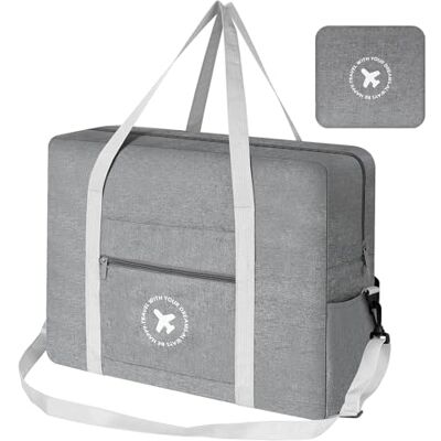 AiQInu Reisetasche Handgepäck 45x36x20cm, Handgepäck Tasche für Easyjet Cabin Bag, Faltbare Handgepäck Tasche für Herren und Damen mit Schultergurt (Grau) AiQInu Reisetasche Handgepäck 45x36x20cm, Handgepäck Tasche für Easyjet Cabin Bag, Faltbare Handgepäck Tasche für Herren und Damen mit Schultergurt (Grau)