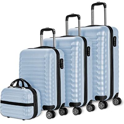 NUMADA Gepäck-Set und Kulturbeutel 4 Stück Hellblau, groß 75cm, mittel 63cm, klein 53cm, ABS, starr, widerstandsfähig, 4 Doppelräder, leicht, seitliches Kombinationsschloss NUMADA Gepäck-Set und Kulturbeutel 4 Stück Hellblau, groß 75cm, mittel 63cm, klein 53cm, ABS, starr, widerstandsfähig, 4 Doppelräder, leicht, seitliches Kombinationsschloss